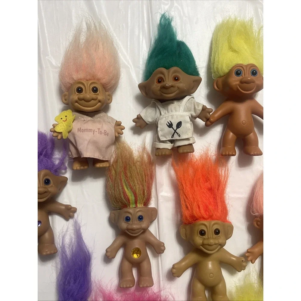 Lot Of 10 Vintage Troll Dolls Chef, Mommy To Be, Assorted Colors